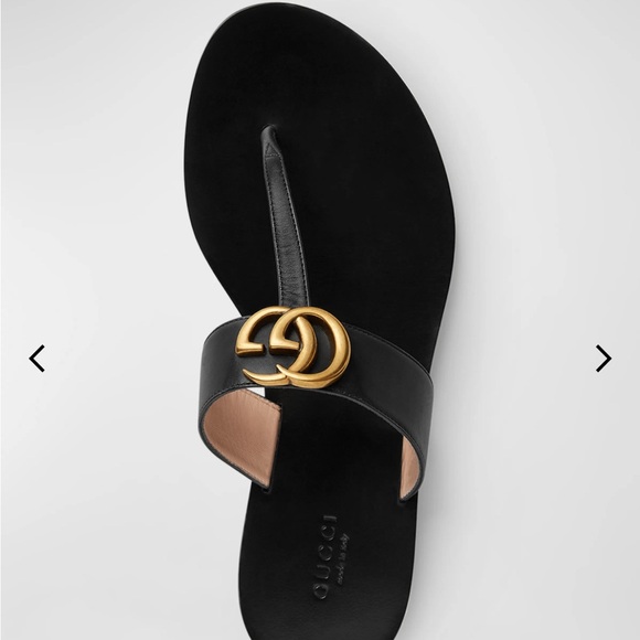 Gucci Black and Gold Sandals with Iconic Logo - Picture 1 of 6